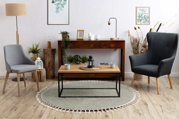 Dywany Łuszczów, Kusový koberec Berber 9000 green kruh, 120x120 (průměr) kruh, zelená, obývací pokoj