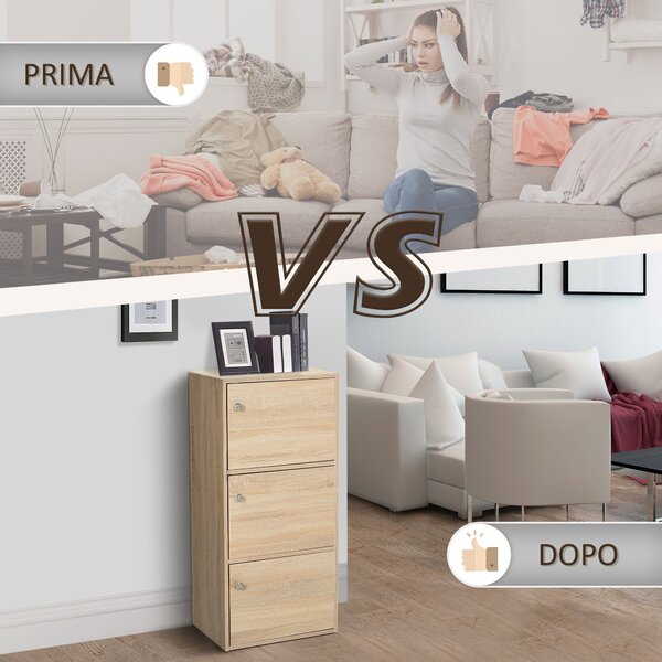HOMCOM Víceúčelová skříň se 3 policemi a 3 dveřmi, 48x34x100cm | Aosom