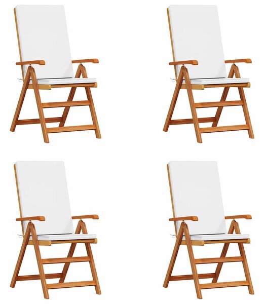 Zahradní křeslo 4 ks Hnědá a bílá Pevné teakové dřevo 3375769