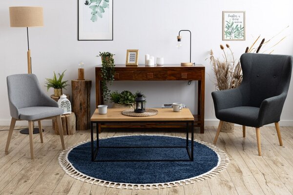 Dywany Łuszczów, Kusový koberec Berber 9000 navy kruh, 120x120 (průměr) kruh, modrá, obývací pokoj