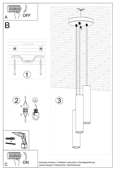 Sollux Lighting Závěsné svítidlo LAGOS 3P černé