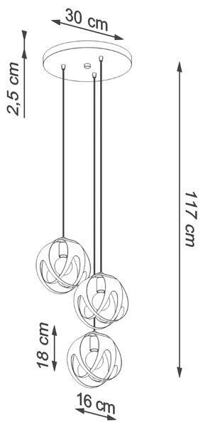 Sollux Lighting Závěsné svítidlo TULOS 3P černé