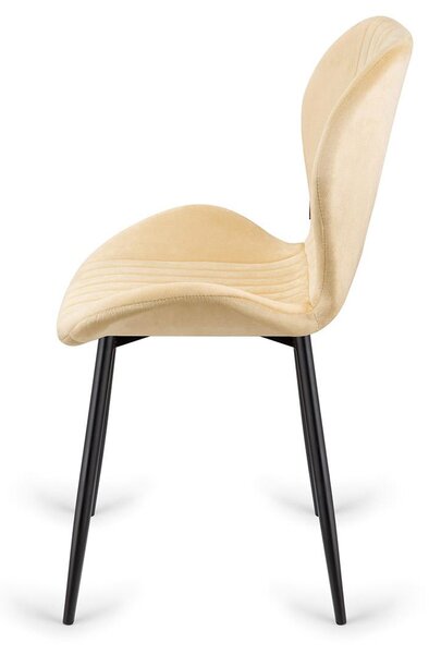 2x čalouněná židle MONTI Velvet BEIGE, sada 2 židlí – jídelní židle – sametové čalounění – obývací pokoj, kuchyň, jídelna – kovové nohy – pohodlná židle