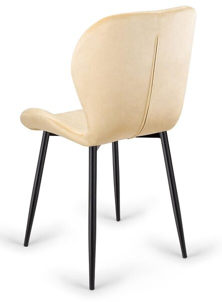 2x čalouněná židle MONTI Velvet BEIGE, sada 2 židlí – jídelní židle – sametové čalounění – obývací pokoj, kuchyň, jídelna – kovové nohy – pohodlná židle