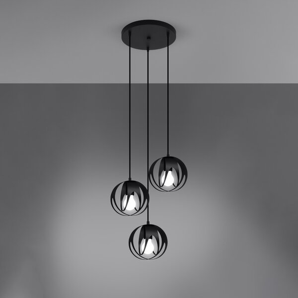 Sollux Lighting Závěsné svítidlo TULOS 3P černé