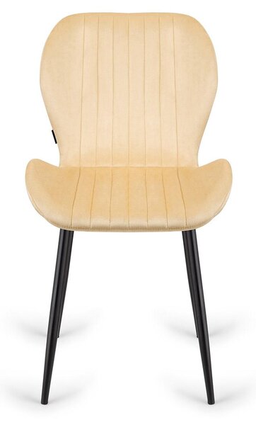 2x čalouněná židle MONTI Velvet BEIGE, sada 2 židlí – jídelní židle – sametové čalounění – obývací pokoj, kuchyň, jídelna – kovové nohy – pohodlná židle