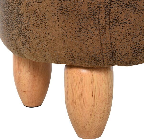 HOMCOM Úložný Otoman ve Tvaru Bison, Moderní Stolička do Obývacího Pokoje, Polstrované Sedátko, Dřevěný Rám, 62x35x36cm, Hnědá | Aosom