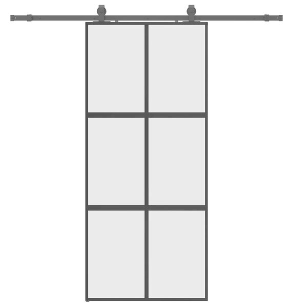 VidaXL Posuvné dveře se sadou kování černé 90x205 cm Tvrzené sklo [3375881] Barva: Černá a matná