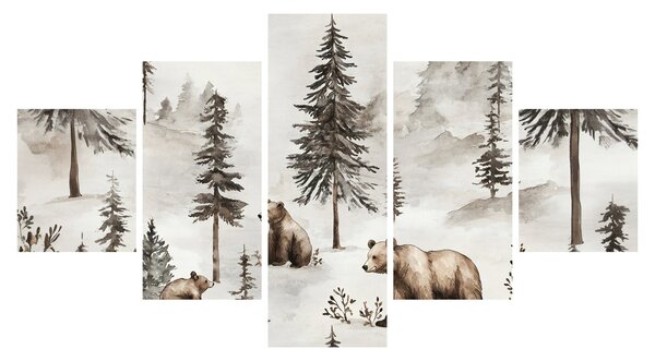 Obraz - Les s medvědy (125x70 cm)