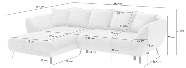 ROHOVÁ SEDAČKA, textil, šedá, světle šedá Livetastic - Sedací soupravy, Online Only