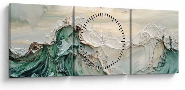 Obraz - 3D abstrakce moře (s hodinami) (90x30 cm)