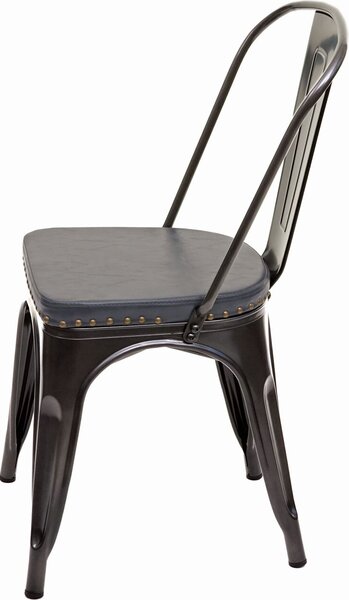 Sada 2 jídelních židlí HWC-H10e, Kuchyňská židle Chesterfield Metal Faux Leather Industrial Gastronomy black-grey