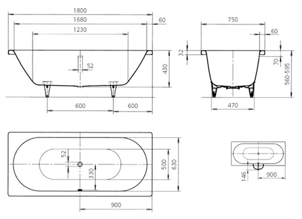 Kaldewei Classic Duo obdélníková vana 180x75 cm bílá 290900010001
