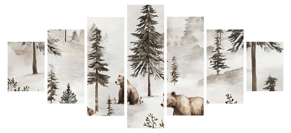 Obraz - Les s medvědy (210x100 cm)