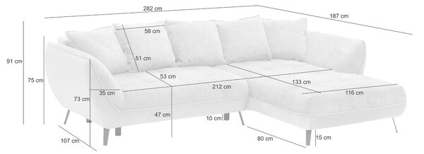 ROHOVÁ SEDAČKA, textil, barvy grafitu, šedá Livetastic - Sedací soupravy, Online Only