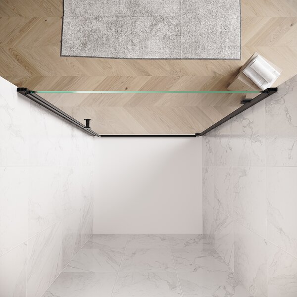 SONNI 100x195cm dveře do sprchové niky, 6mm bezpečnostní sklo, sprchové dveře se závěsem, matně černé křídlové dveře do sprchových koutů, zapuštěné sprchové dveře