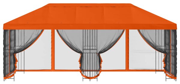 Altán s bočními stěnami 6 x 3 m Oranžová Polyester a ocel 3376002