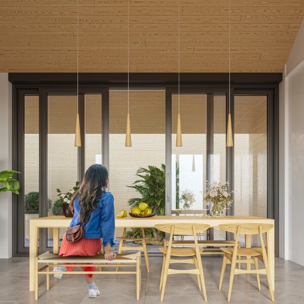 Sollux Lighting Závěsné svítidlo SULA 3P přírodní dřevo
