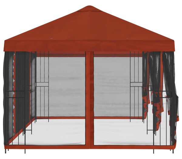 Altán s bočními stěnami 6 x 3 m Cihlová Polyester a ocel 3375997