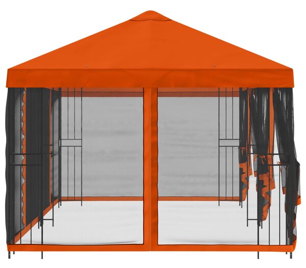 Altán s bočními stěnami 6 x 3 m Oranžová Polyester a ocel 3376002