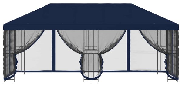 Altán s bočními stěnami 6 x 3 m Modrá Polyester a ocel 190 gsm 3376000