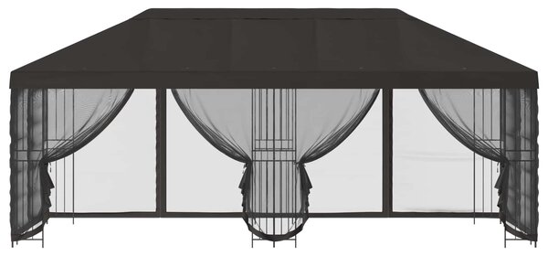 Altán s bočními stěnami 6 x 3 m Antracitová Polyester a ocel 3375996