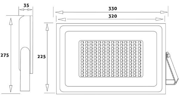 Ultratenký LED reflektor černý 150W 12000lm, studená barva světla