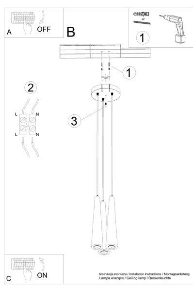 Sollux Lighting Závěsné svítidlo SULA 3P přírodní dřevo