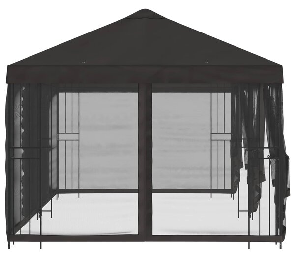 Altán s bočními stěnami 6 x 3 m Antracitová Polyester a ocel 3375996