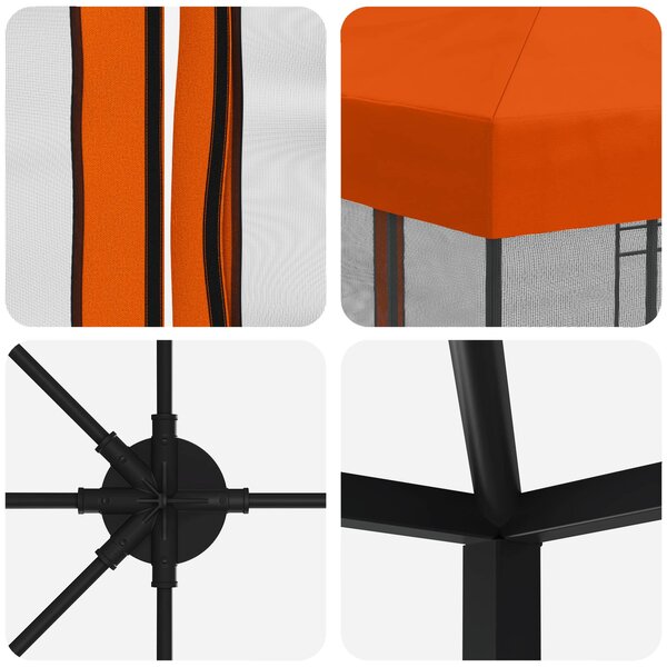 Altán s bočními stěnami 6 x 3 m Oranžová Polyester a ocel 3376002