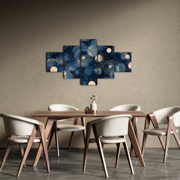 Obraz - Modro-zlaté kroužky (125x70 cm)