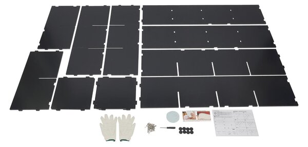 Rohová police ve tvaru L 117*28*117 cm 10 přihrádek pro domácnost a kancelář (černá)