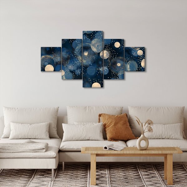 Obraz - Modro-zlaté kroužky (125x70 cm)