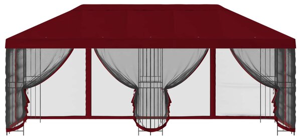 Altán s bočními stěnami 6 x 3 m Vínová Polyester a ocel 190 gsm 3376004