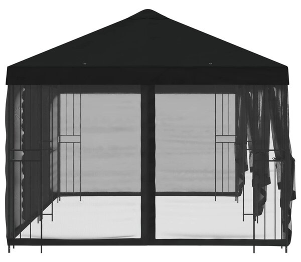 Altán s bočními stěnami 6 x 3 m Černá Polyester a ocel 190 gsm 3376003