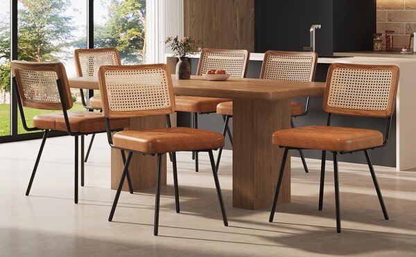 Sweiko jídelní židle z umělé kůže (6 kusů) ratanové lounge křeslo make-up židle ergonomická židle lehká židle retro židle