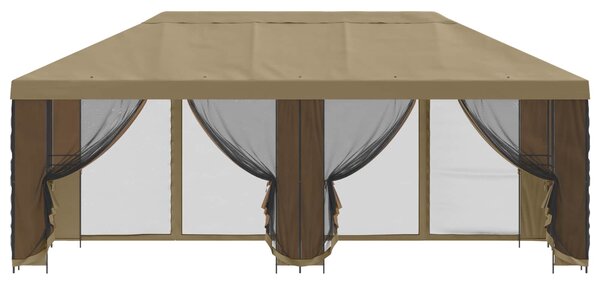 Zahradní altán se stěnami 6 x 3 m Béžová Polyester a ocel 3376019