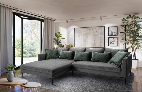 ROHOVÁ SEDAČKA, textil, tmavě šedá Livetastic - Sedací soupravy, Online Only
