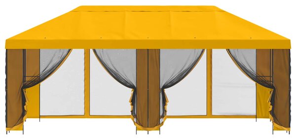 Zahradní altán se stěnami 6 x 3 m Žlutá Polyester a ocel 3376026