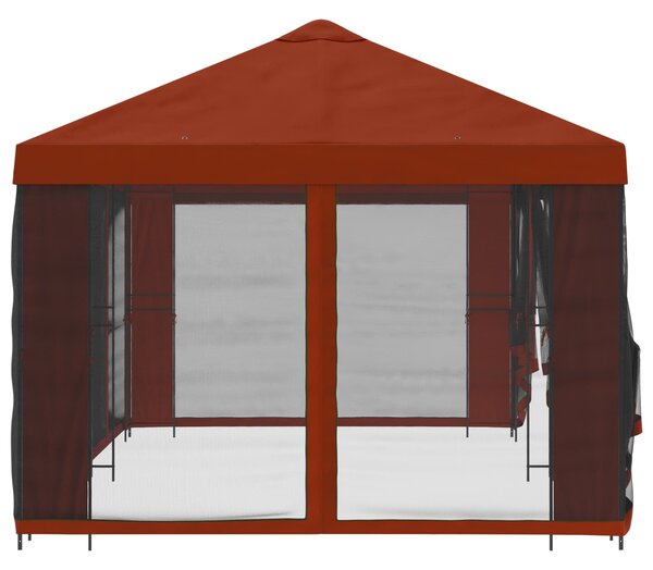 Zahradní altán se stěnami 6 x 3 m Cihlová Polyester a ocel 3376022