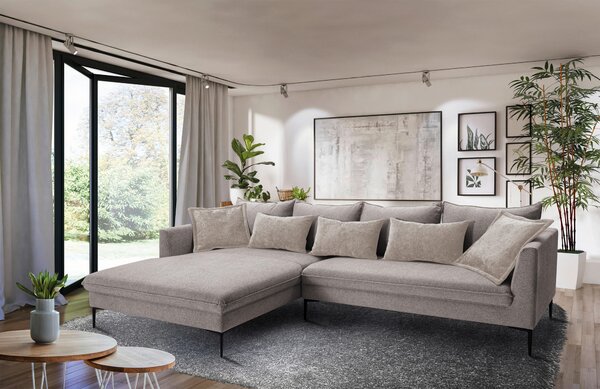 ROHOVÁ SEDAČKA, textil, šedohnědá Livetastic - Sedací soupravy, Online Only