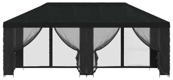 Zahradní altán se stěnami 6 x 3 m Černá Polyester a ocel 3376028