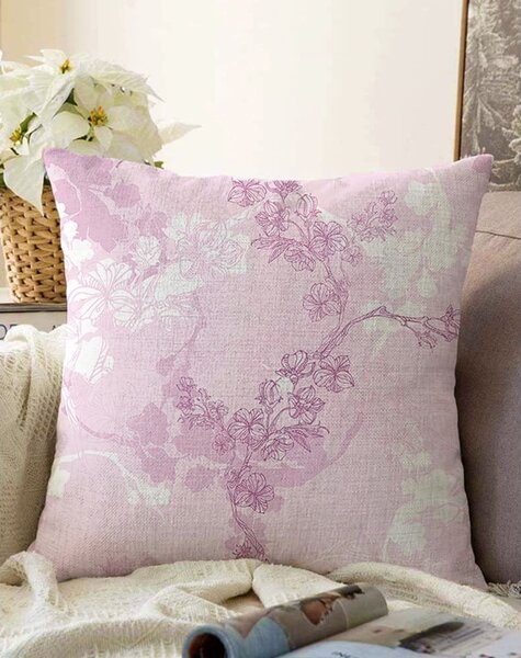 Růžový povlak na polštář s příměsí bavlny Minimalist Cushion Covers Bloom, 55 x 55 cm