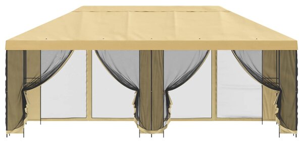 Zahradní altán se stěnami 6 x 3 m Krémová Polyester a ocel 3376020