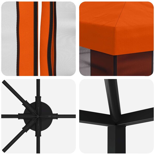 Zahradní altán se stěnami 6 x 3 m Oranžová Polyester a ocel 3376027