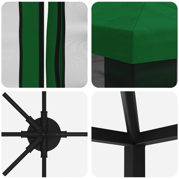 Zahradní altán se stěnami 6 x 3 m Zelená Polyester a ocel 3376023