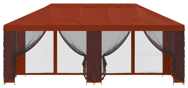 Zahradní altán se stěnami 6 x 3 m Cihlová Polyester a ocel 3376022