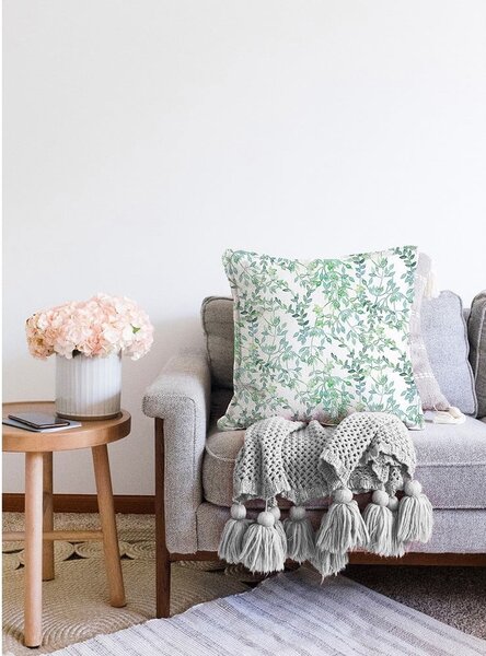 Béžovo-zelený povlak na polštář s příměsí bavlny Minimalist Cushion Covers Twiggy, 55 x 55 cm