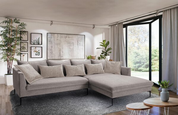 ROHOVÁ SEDAČKA, textil, šedohnědá Livetastic - Sedací soupravy, Online Only