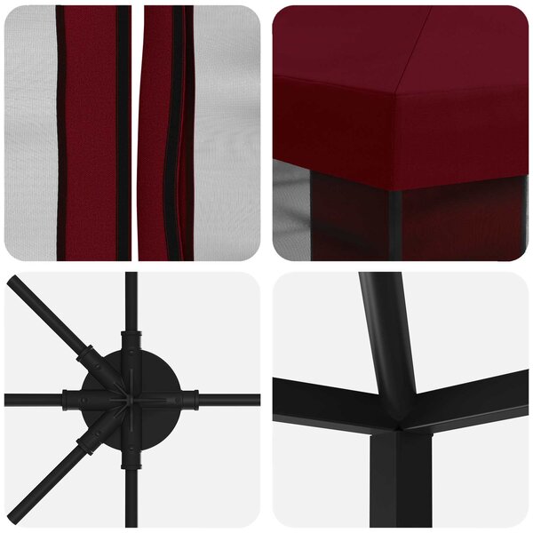 Zahradní altán se stěnami 6 x 3 m Vínová Polyester a ocel 3376029